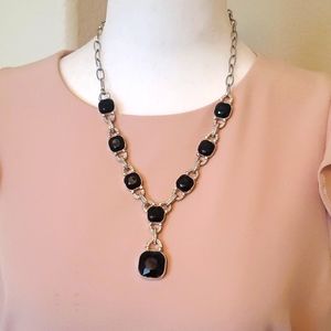 GNW  Silver Statement Black Necklace   NEW with Tag